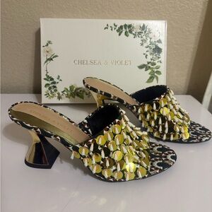 Chelsea & Theodore Women's Patterned Heeled Mules